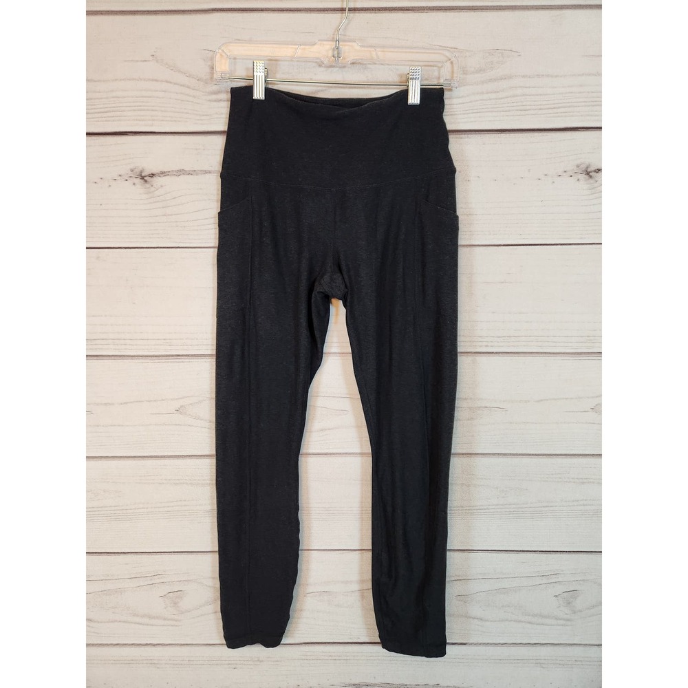 Yogalicious Lux Womens Black High Rise Elastic Waist Cropped Leggings Size Small